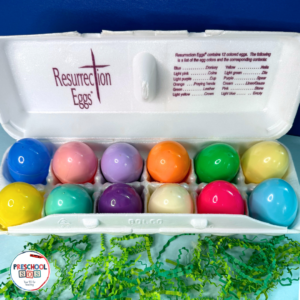 picture of 12 resurrection eggs in a carton